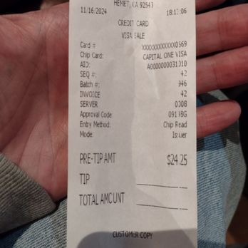 Golden Ginger - Receipt - Chinese Near Me - Hemet, California