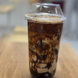 Brown Sugar Boba Milk with Dalgona Coffee Foam