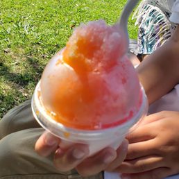 My son's snow cone with Pink Starburst, Dreamsicle, & I can't remember the other flavor, but I wanna say it was bubble gum. My son's snow cone with Pink Starburst, Dreamsicle, & I can't remember the other flavor, but I wanna say it was bubble gum.