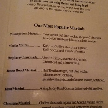 Roxy Restaurant & Bar - Great martinis for a great price! - Bars Near Me - Reno, Nevada