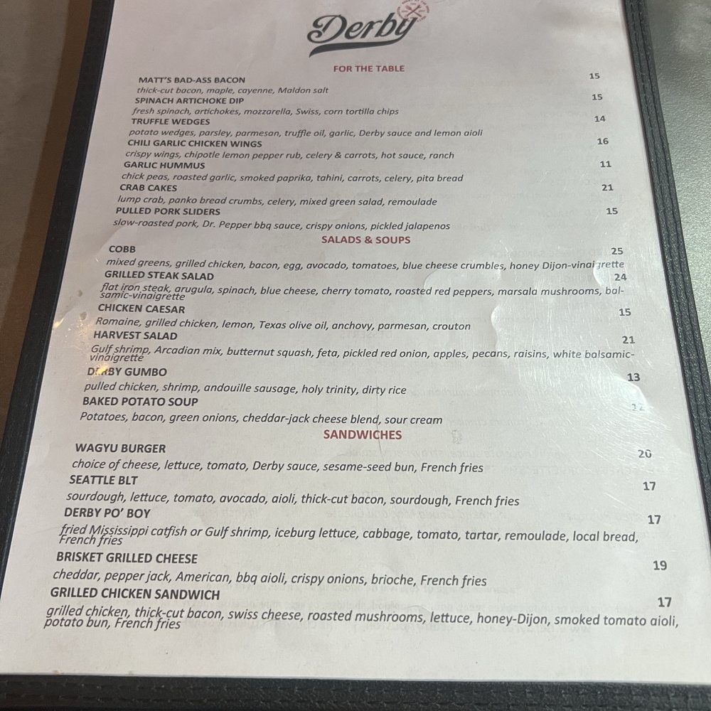 Derby - Houston - Menu - Southern Near Me - Houston, Texas Derby - Houston - Menu - Southern Near Me - Houston, Texas