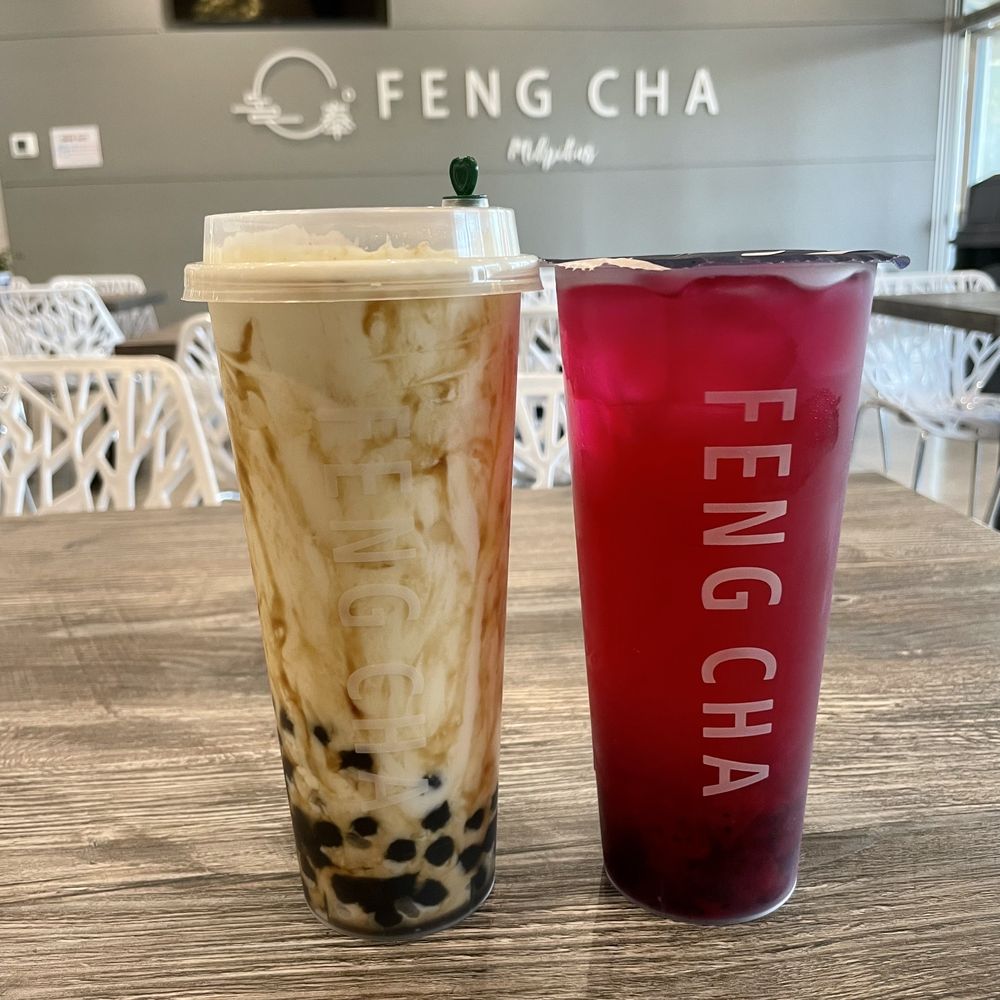 Feng Cha - Milpitas - B2. Dirty Boba Milk Tea (left) & D8. Bursting Dragon Fruit (right) | IG: @nomwithelaine - Desserts Near Me - Milpitas, California