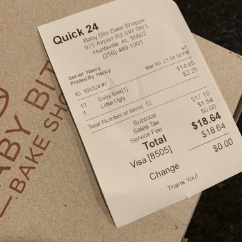 Baby Bite Bake Shop - the receipt for the baby bite bake shop - Bakeries Near Me - Huntsville, Alabama Baby Bite Bake Shop - the receipt for the baby bite bake shop - Bakeries Near Me - Huntsville, Alabama