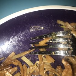 Fork for scale of glass found in Pad Thai