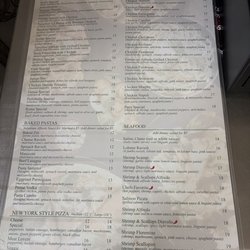 Back of the menu