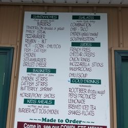 Tyson's Drive In - Partial menu