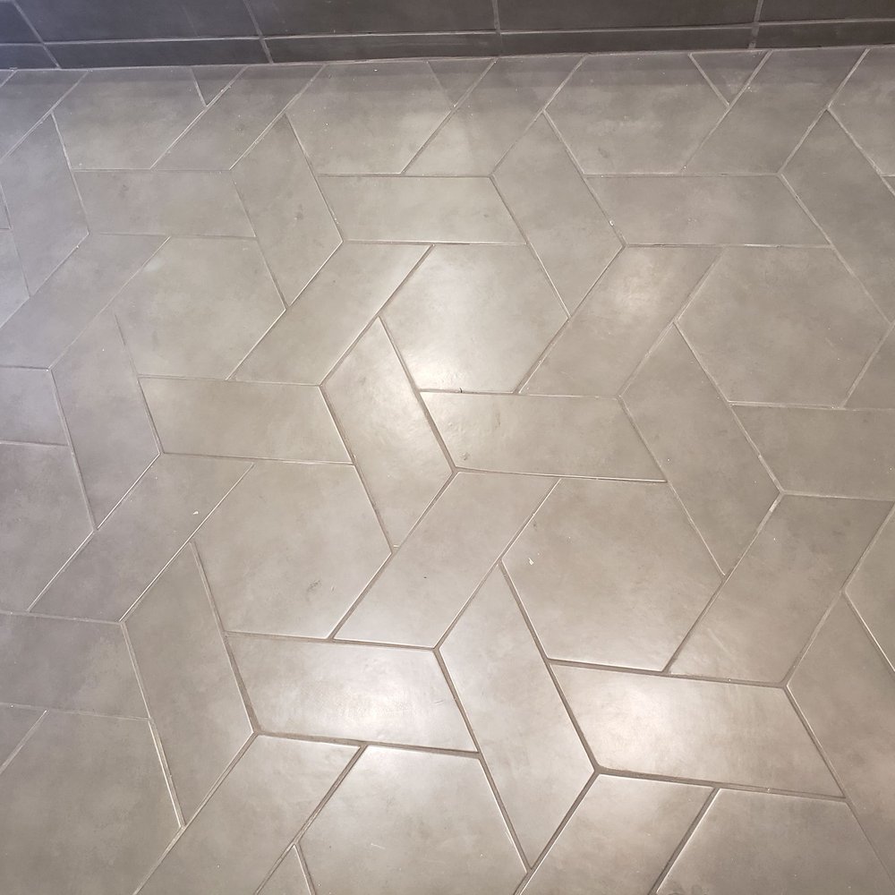 Simoni Construction - Gorgeous slate tile chevron design - General Contractors Near Me - San Mateo, California