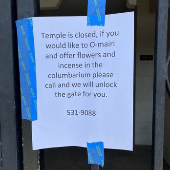 Higashi Hongwanji Betsuin - 9/13/20. Sign posted - Buddhist Temples Near Me - Honolulu, Hawaii Higashi Hongwanji Betsuin - 9/13/20. Sign posted - Buddhist Temples Near Me - Honolulu, Hawaii