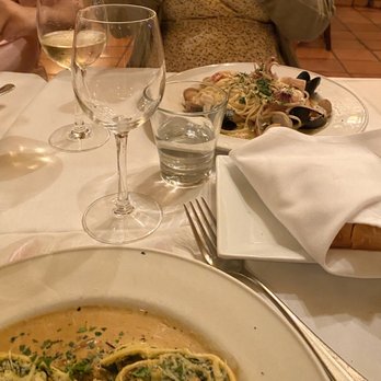 Piatti - Bottom: Mushroom Rotolo Top: Seafood Linguine Top Left: Grilled Ribeye (not in picture) - Italian Near Me - La Jolla, California Piatti - Bottom: Mushroom Rotolo Top: Seafood Linguine Top Left: Grilled Ribeye (not in picture) - Italian Near Me - La Jolla, California