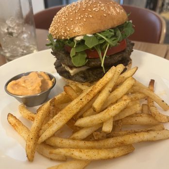 Tavi - Lamb burger with fries. The burger has haloomi cheese. Mmmmm...cheese - Middle Eastern Near Me - Covington, Louisiana Tavi - Lamb burger with fries. The burger has haloomi cheese. Mmmmm...cheese - Middle Eastern Near Me - Covington, Louisiana