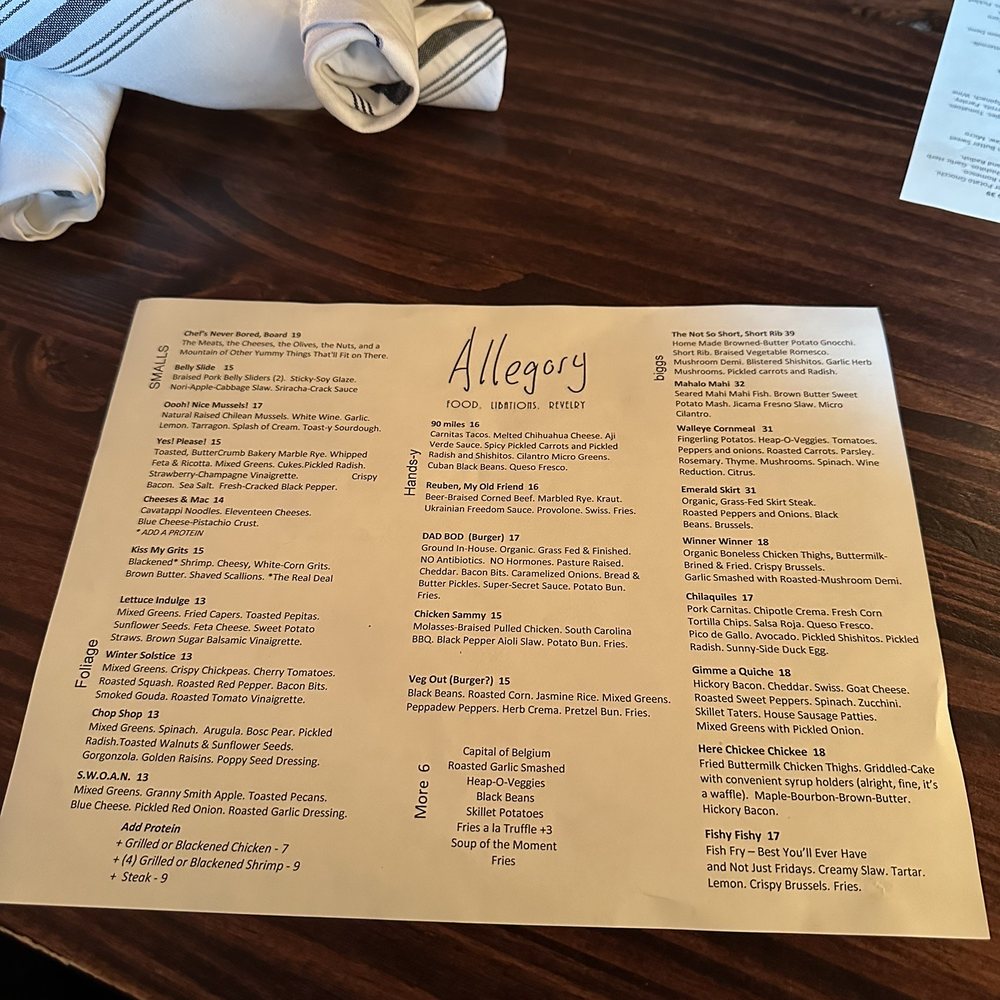 Allegory - Menu - American Near Me - Naperville, Illinois Allegory - Menu - American Near Me - Naperville, Illinois