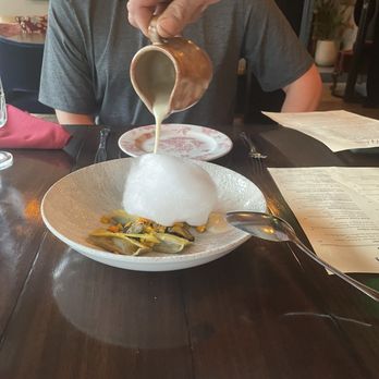 Wildflower - Corn agnolotti (pasta) with cotton candy topper - Cocktail Bars Near Me - Denver, Colorado Wildflower - Corn agnolotti (pasta) with cotton candy topper - Cocktail Bars Near Me - Denver, Colorado