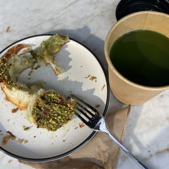 Avva Coffee - Matcha tea & Pistachio croissant - Coffee & Tea Near Me - Beverly Hills, California
