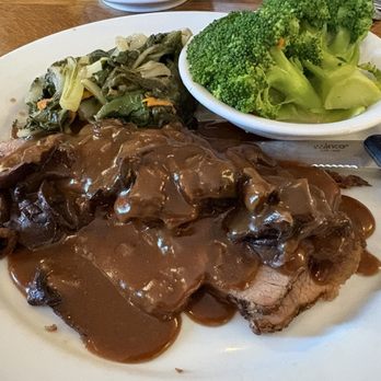 Billy Reed's - Yankee pot roast; I ordered double vegetables so it came with Swiss chard and I ordered broccoli - American Near Me - Palm Springs, California Billy Reed's - Yankee pot roast; I ordered double vegetables so it came with Swiss chard and I ordered broccoli - American Near Me - Palm Springs, California
