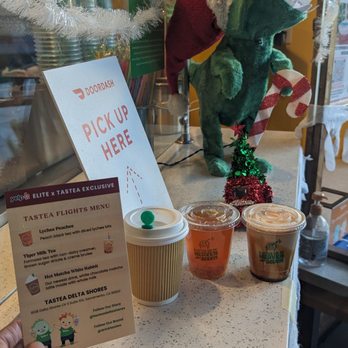 Tastea - Lyche Peachee, Hot Matcha White Rabbit and Tiger Milk Tea. The sizes are so cute - Coffee & Tea Near Me - Sacramento, California