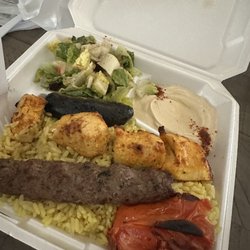 Cali's Kabob Grill - Beef Lula and Chicken Kabob Plate