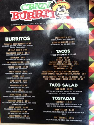 Menu photo 7 Crazy Burrito Authentic Mexican Grill Tampa, FL