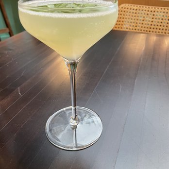 COLAB Kitchen - Signature cocktail, elderflower, cucumber, lime, vodka (instead of gin) - New American Near Me - Stuart, Florida