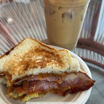 Coconut Key - Half Red Foreman sandwich and Coconut Cloud. (Couldn't wait to take a bite of her half - sorry) - Coffee & Tea Near Me - Jacksonville, Florida