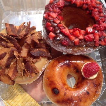 Jarams Donuts - Strawberry Nutella cronut, creme brûlée donut, and Maple Bacon Donut. Yum! - Donuts Near Me - Dallas, Texas