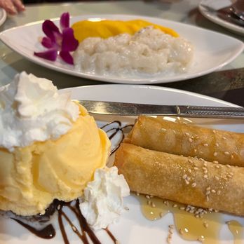 Rum Thai Bistro - Fried Banana and Sweet Sticky Rice Mango dessert - Thai Near Me - Lincoln, California Rum Thai Bistro - Fried Banana and Sweet Sticky Rice Mango dessert - Thai Near Me - Lincoln, California