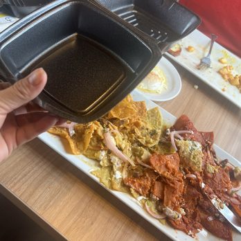 Chilaquiles Modern Kitchen - 3 to go boxes for my one plate - Bars Near Me - Mesa, Arizona Chilaquiles Modern Kitchen - 3 to go boxes for my one plate - Bars Near Me - Mesa, Arizona