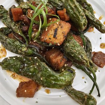 Benchmark - Sashito peppers with pork belly - New American Near Me - Santa Ana, California