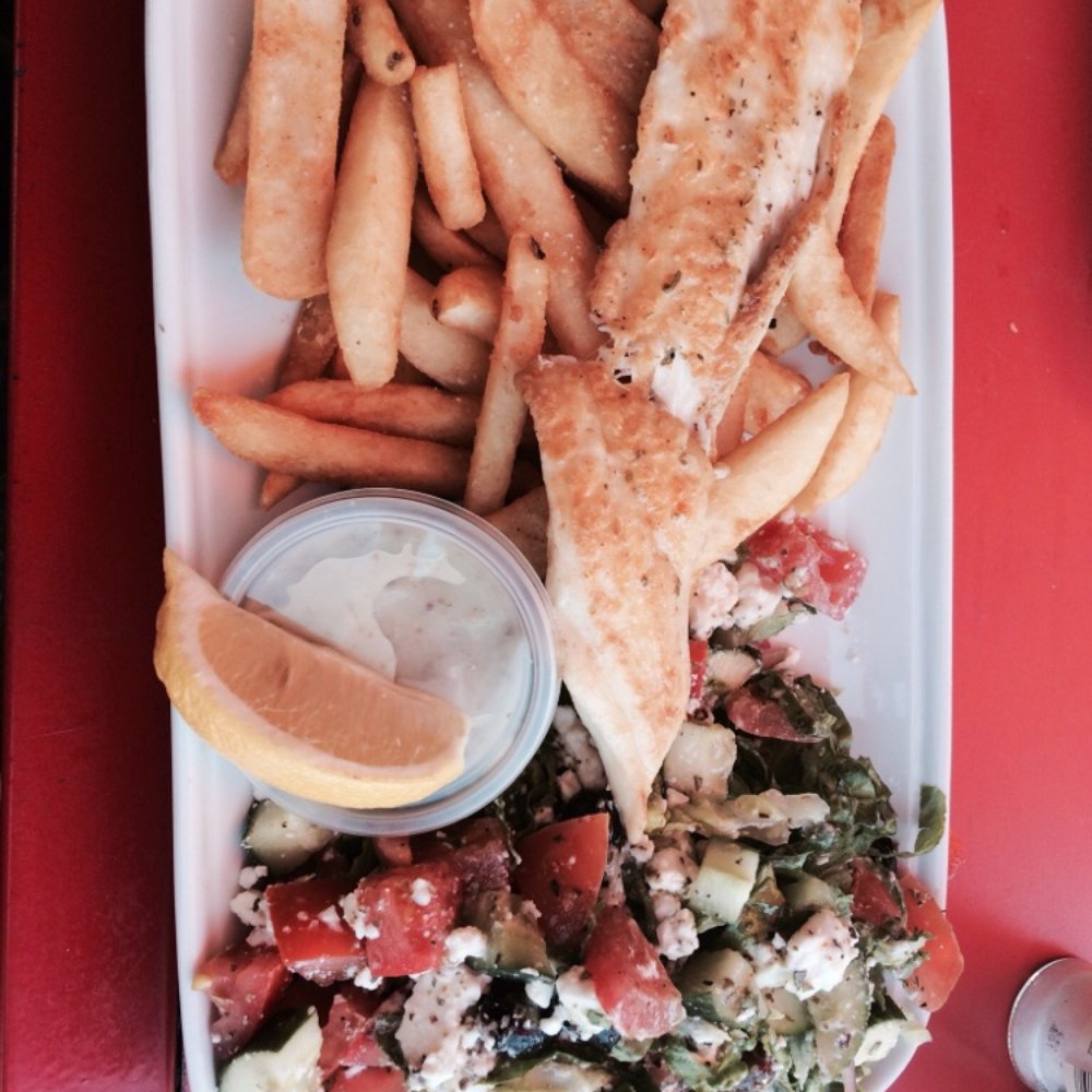 Saltwater Grill - Flake, chips and Greek salad - Fast Food Near Me - Albert Park, VIC Saltwater Grill - Flake, chips and Greek salad - Fast Food Near Me - Albert Park, VIC