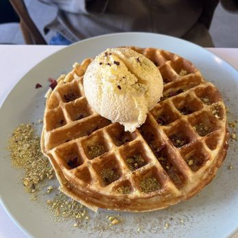 Chashni Cafe - Gulabi Waffle! Pistachio and rose pedals! - Cafes Near Me - Chatham, New Jersey Chashni Cafe - Gulabi Waffle! Pistachio and rose pedals! - Cafes Near Me - Chatham, New Jersey