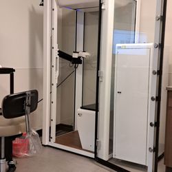 Endeavor Health Immediate Care - Glass phone booth used for Breathing tests at Endeavor in Schaumburg on Roselle Rd