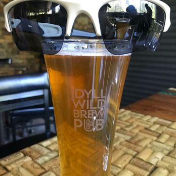Idyllwild Brewpub - Box Pilsner in the shade with Oakley blade - Brewpubs Near Me - Idyllwild, California