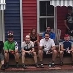 Trailside Bicycles - A group of riders on the Erie Canal stopping in at Trailside Bicycles for ice cream.