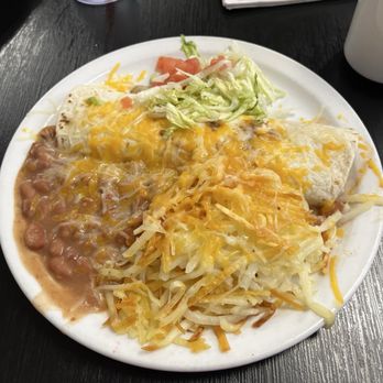 Weck's - Bean and Cheese Burrito, hash browns and beans on the side. I asked for salsa separately - Breakfast & Brunch Near Me - Las Cruces, New Mexico