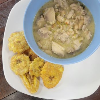 Latin Eats - White Chicken chili with a side of tostones. - Latin American Near Me - Plaistow, New Hampshire Latin Eats - White Chicken chili with a side of tostones. - Latin American Near Me - Plaistow, New Hampshire