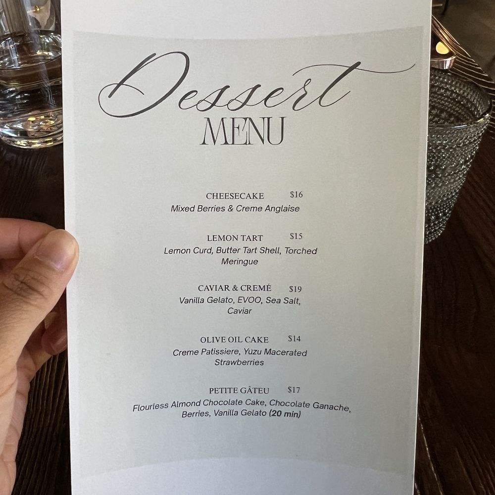 Dessert menu Dessert menu