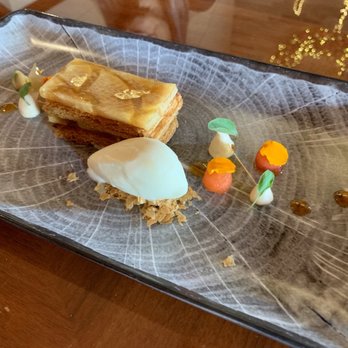 Madera - Apple Mosaic Yuzu Sherbet. Puff Pastry. Cider Gastrique - New American Near Me - Menlo Park, California Madera - Apple Mosaic Yuzu Sherbet. Puff Pastry. Cider Gastrique - New American Near Me - Menlo Park, California