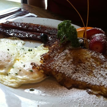 Sweet Maple - Marnier French Toast with two strips of Millionaire's bacon and two eggs over easy - American Near Me - San Francisco, California Sweet Maple - Marnier French Toast with two strips of Millionaire's bacon and two eggs over easy - American Near Me - San Francisco, California