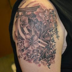 Transcend Tattoo & Art Gallery - "In an World of Greif and Pain, Flowers Bloom, even then"...Isa. This is my Hiroshima tribute to the rebirth of Hiroshima by Meghan Lee.