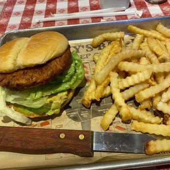 TrailBoss Burgers - The Garden Burger (vegetarian) at TrailBoss Burgers - Hot Dogs Near Me - Fort Worth, Texas TrailBoss Burgers - The Garden Burger (vegetarian) at TrailBoss Burgers - Hot Dogs Near Me - Fort Worth, Texas