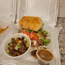 The Blue Duck Barbecue Tavern - Pulled pork torta with bacon potato salad