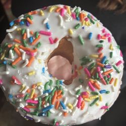 Kreger's Bakery & Deli - Classic Vanilla, sprinkle doughnut! SO GOOD!
