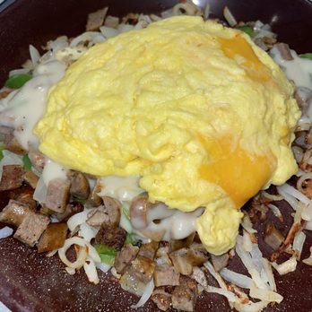 Lincoln Square Pancake House - The Lincoln Skillet (sausage; scrambled eggs with cheese) - Cafes Near Me - Indianapolis, Indiana Lincoln Square Pancake House - The Lincoln Skillet (sausage; scrambled eggs with cheese) - Cafes Near Me - Indianapolis, Indiana