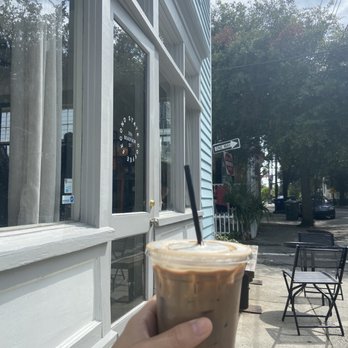 Second State Coffee - Iced Mocha Latte, Outside patio - Coffee & Tea Near Me - Charleston, South Carolina