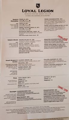 Menu photo 1 Loyal Legion Vancouver, WA