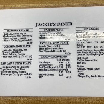 Jackie's Diner - Menu - Hawaiian Near Me - Aiea, Hawaii