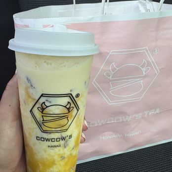 Cowcow’s Tea - Mango yogurt drink, 0% sweetener with purple sticky rice - Bubble Tea Near Me - Honolulu, Hawaii Cowcow’s Tea - Mango yogurt drink, 0% sweetener with purple sticky rice - Bubble Tea Near Me - Honolulu, Hawaii