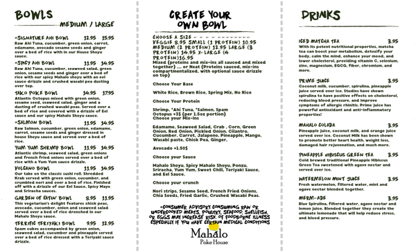 Menu photo 7 Mahalo Poke House Norfolk, VA