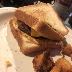 The HammerMill Bar & Grill - Hammermill burger texas toady with burger, egg and cheese