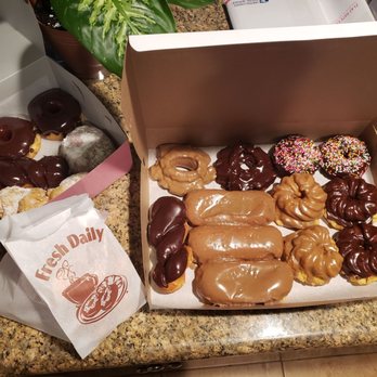 Upland Donuts - I ended up with 16 donuts, 3 cream puffs and 2 dozen donut holes.. I came in for a single dozen - Donuts Near Me - Upland, California Upland Donuts - I ended up with 16 donuts, 3 cream puffs and 2 dozen donut holes.. I came in for a single dozen - Donuts Near Me - Upland, California