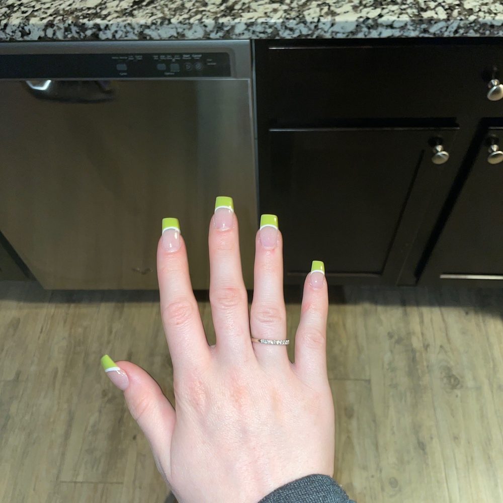Love Nails - green french tip nails - Nail Salons Near Me - Ames, Iowa